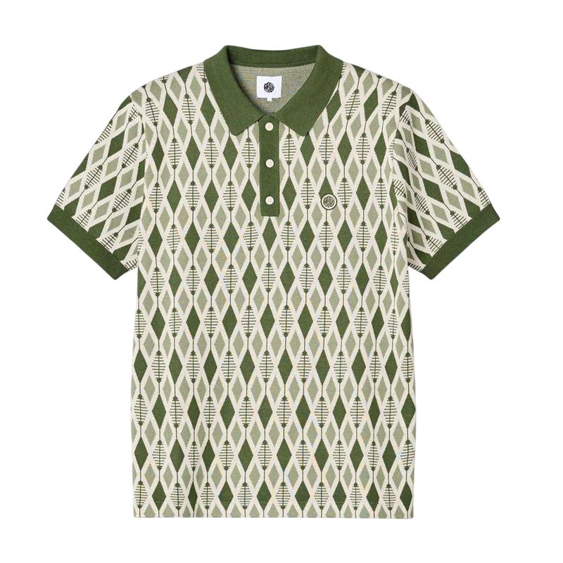 Pretty Green Mens Jacquard Regular Polo Shirt  Green